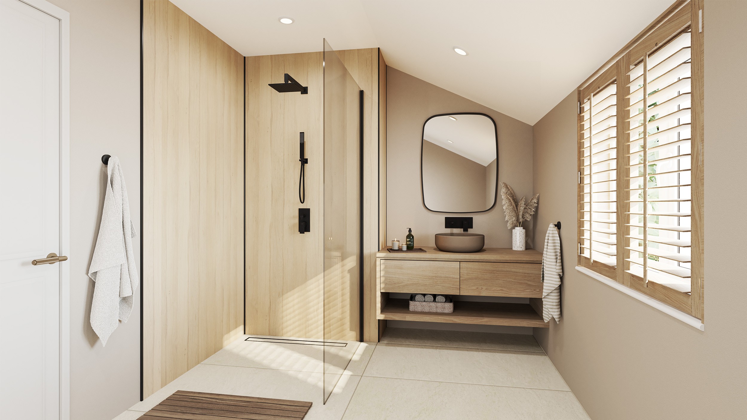 Wetwall Mermaid T&G Laminate Shower Panel 2420 x 880mm English Oak [11900456]