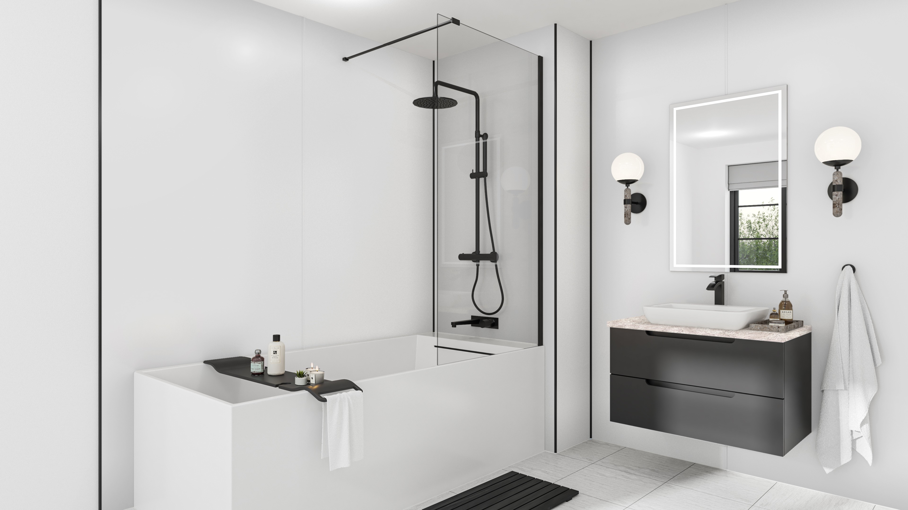 Wetwall Mermaid T&G Laminate Shower Panel 2420 x 1185mm White Gloss [WP-WGP-2420X1200-TG]