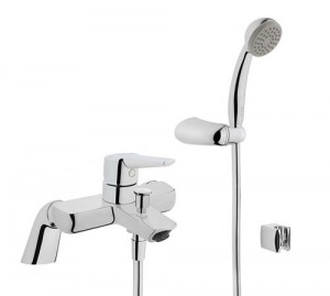 Vitra Q Line Bath Filler with Elbow Hose & Handset - Chrome [42498]