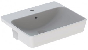 Geberit VariForm Square Semi-Recessed Basin 55cm 1 tap hole - White [500681011]
