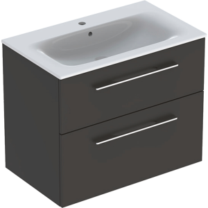 Geberit 501241001 Square S 800mm Slim Basin & Two Drawer Vanity Unit - Lava