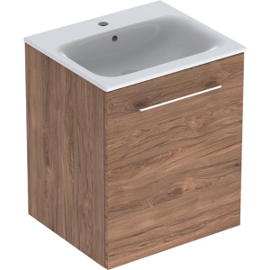 Geberit 501250001 Square S 550mm Slim Basin & One Door Vanity Unit - Hickory