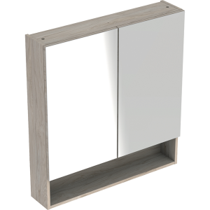 Geberit 501267001 Square S 588mm Mirror Cabinet with Two Doors - Light Hickory