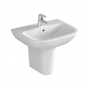 Vitra S20 Basin 55cm. 1TH - White [5502WH] [BRASSWARE/PEDESTAL NOT INCLUDED]