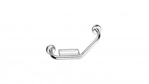 Inda Forum Cranked Grab Bar with Soap Basket 43 x 22h x 12cm - Chrome [A36920CR]