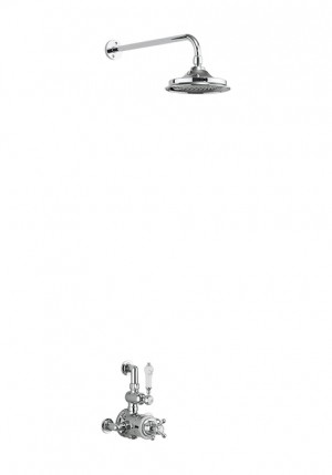 Burlington AS1S Avon Thermostatic Exposed Shower Bar Valve Single Outlet with Fixed Shower Arm Chrome/White (Shower Head NOT Included)