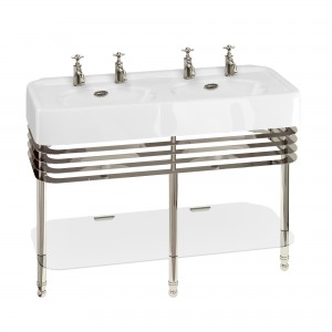 Burlington ARC24CHR Arcade Wash Stand Chrome with Glass Shelf (for 1215mm Double Basins) (Basin NOT Included)