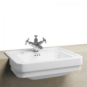 Burlington B122TH Semi-Recessed Basin 580 x 470mm 2 Tapholes White