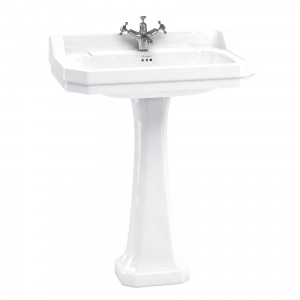 Burlington B182TH Edwardian Pedestal Basin 800 x 510mm 2 Tapholes White (Pedestal NOT Included)