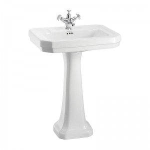 Burlington B32TH Victorian Pedestal Basin 610 x 510mm 2 Tapholes White