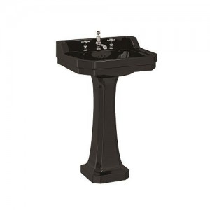 Burlington B41THJET Edwardian 560mm Pedestal Basin 1 Taphole Jet Matt Black (Pedestal & Brassware NOT Included)