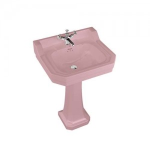 Burlington B43THPINK Bespoke Confetti Pink Edwardian Pedestal Basin 560 x 470mm 3 Tapholes