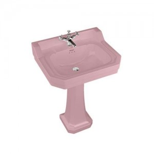 Burlington B51THPINK Bespoke Confetti Pink Edwardian Pedestal Basin 610 x 505mm 1 Taphole