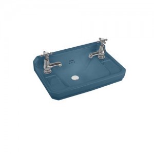 Burlington B82THBLUE Bespoke Alaska Blue Edwardian Cloakroom Basin?512 x 310mm 2 Tapholes