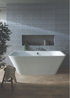 BC Designs Ancora Back To Wall Bath 1500 x 720mm (Waste Included) Gloss White [BAS023]