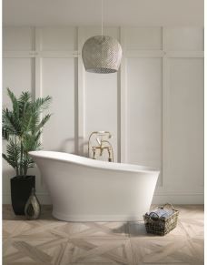 BC Designs Cian Slipper Bath 1590 x 785mm (Waste NOT Included) Polished White [BAB053]