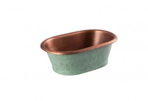 BC Designs Countertop Basin 530 x 345mm (No Tapholes) Copper/Verdigris Green [BAC053]