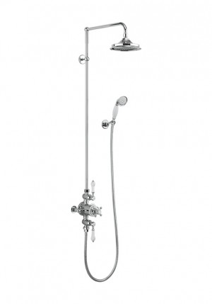 BURLINGTON AF3S AVON THERMOSTATIC EXPOSED SHOWER VALVE WITH 2 OUTLETS SHOWER ARM HANDSET & HOLDER WITH HOSE CHROME (HEAD AND RISER NOT INCLUDED)