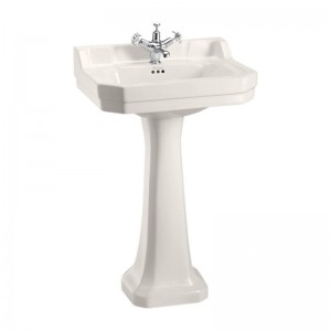 Burlington B42THM Edwardian 560mm Pedestal Basin 2 Tapholes Medici Ivory (Pedestal & Brassware NOT Included)