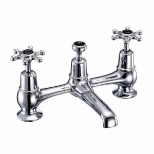 Burlington BI10BLA Birkenhead Bridge Basin Mixer with Plug & Chain Waste & Swivel Spout Chrome (Matt Black Indicies)