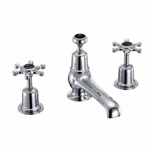 Burlington BI12BLA Birkenhead 3 Taphole Basin Mixer with Pop-Up Waste Chrome (Matt Black Indicies)