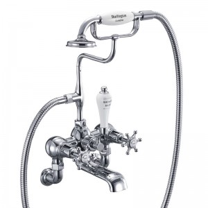 Burlington BI17 Birkenhead Wall Mounted Bath Shower Mixer with S Adjuster Chrome (White Indicies)