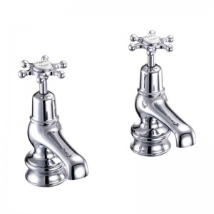 Burlington BIR1 Birkenhead Regent Cloakroom Basin Pillar Taps Chrome with White Indicies