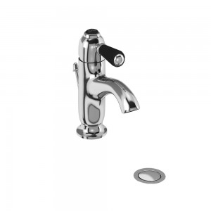 Burlington CH22WAL Chelsea Curved Spout Monobloc Basin Mixer with Pop-Up Waste Chrome & Walnut Tap Lever