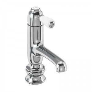 Burlington CHR19 Chelsea Regent Straight Spout Monobloc Basin Mixer Chrome with White Tap Lever