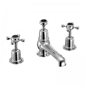 Burlington CL12BLA Claremont 3 Taphole Basin Mixer with Pop-Up Waste Chrome with Matt Black Indicies