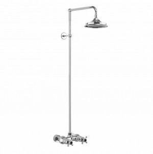 Burlington EF1S Eden Thermostatic Exposed Shower Bar Valve with Single Outlet Rigid Riser & Shower Arm Polished Chrome