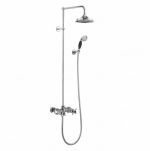 Burlington EF2S Eden Thermostatic Exposed Shower Bar Valve with 2 Outlets Shower Arm Handset & Holder with Hose Polished Chrome