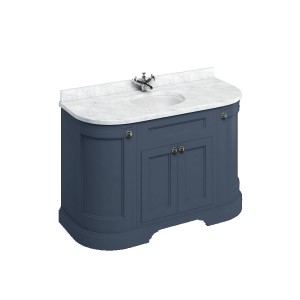 Burlington FC1B Freestanding 1340mm Curved Vanity Unit with Doors Blue (Worktop with Vanity Basin NOT Included)