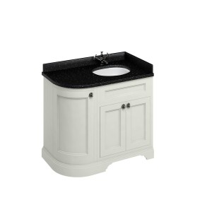 Burlington FC3S Freestanding 1000mm Curved Corner Right Hand Vanity Unit with Doors Sand (Worktop with Vanity Basin NOT Included)