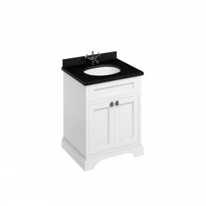 Burlington FF8W Freestanding 650mm Vanity Unit with Double Door Matt White (Basin &/Or Worktop NOT Included)