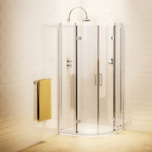 Burlington C23 Quadrant Shower Door 900 x 900mm Polished Aluminium (In-Line Panel NOT Included)