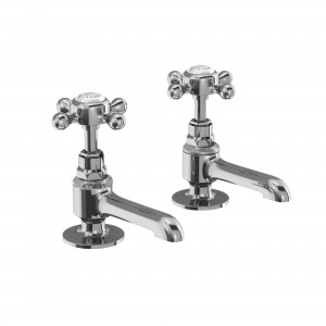 Burlington STA12QT Stafford Quarter Turn Long Nose Basin Pillar Taps 2 Tapholes Chrome