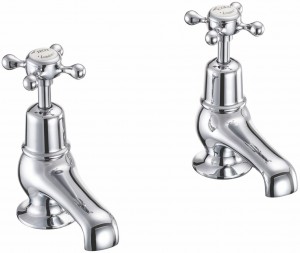 Burlington T1 Claremont Basin Tap Handles (Pair) Chrome/White (Excluding Basin Pillar Taps)