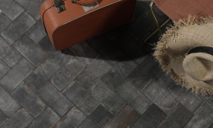 CaPietra Osterley Porcelain Floor & Wall Tile (Textured Finish) Brick Matt Black 225 x 110 x 10mm [7980]