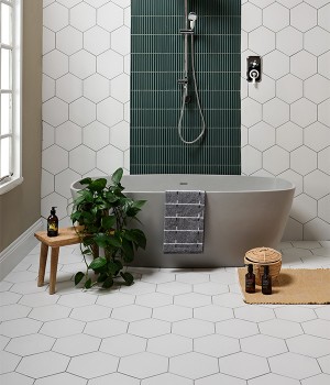 CaPietra Delicate Porcelain Floor & Wall Tile (Satin Finish) Hexagon White 250 x 218 x 10mm [8455]