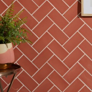CaPietra Tunstall Ceramic Brick Wall Tile (Gloss Finish) Coral 125 x 62 x 10mm [13132]