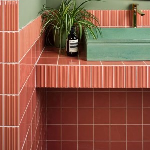 CaPietra Tunstall Ceramic Fluted Brick Wall Tile (Gloss Finish) Coral 125 x 62 x 12mm [13137]