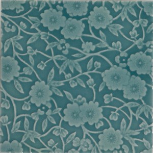 Craven Dunnill BCADE66AQ Burleigh Calico Decor Aquamarine Wall Tile 152x152mm