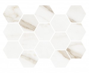 Craven Dunnill Marmola Hexagon Mosaic Floor & Wall Tile 325 x 225mm Gold (Single) [CDAR247]