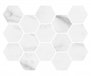 Craven Dunnill CDAR248 Marmola White Hexagon Mosaic Wall & Floor Tile 325x225mm