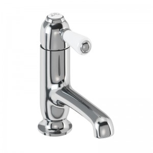 Burlington CH19 Chelsea Straight Spout Monobloc Basin Mixer Chrome with White Tap Lever