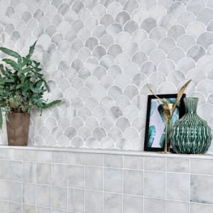 CaPietra Long Island Marble Floor & Wall Tile (Honed Finish) Scallop Mosaic 270 x 270 x 10mm [8463]