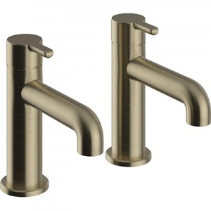 Heritage Dartmouth Basin Pillar Taps Brushed Brass [TDACBB00]