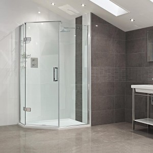 Roman Decem Frameless Neo Angle Hinged Door Silver [DXPDB] [DOOR ONLY - SIDE PANELS NOT INCLUDED]