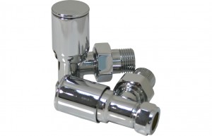 Patterned Chrome Radiator Valves - Angled [PLUM103011]